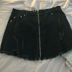 Black ripped jeans skirt